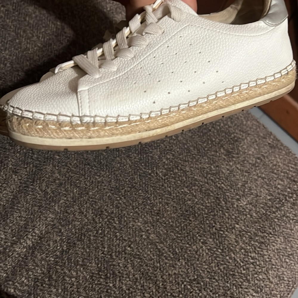 Bata White Leather Espadrille Sneakers
